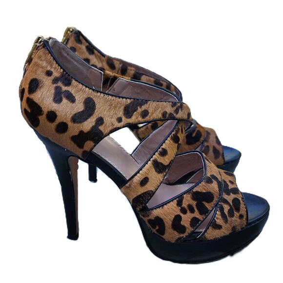 Vince Camuto Melva Leopard Print Calf Hair Strappy Stiletto Sandals 7.5 - Picture 2 of 14